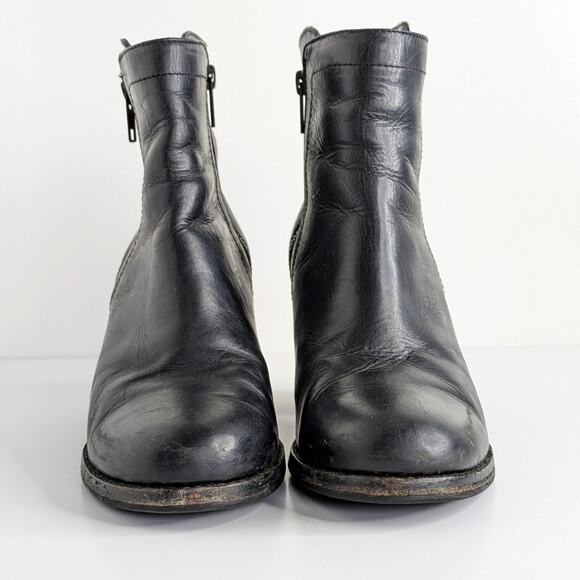 Frye Ankle Boots Addie Double Zip 76622 Women's 7.5 Black GUC Leather Heels - Picture 4 of 16